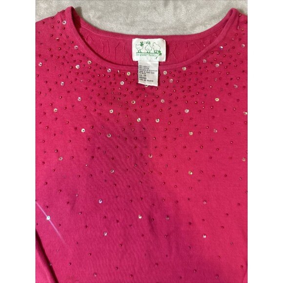 Women’s Quacker Factory Sweater Pink Beaded Plus 3X - Picture 8 of 14